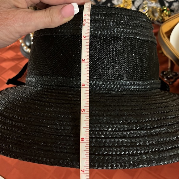 RARE VINTAGE BETMAR NEW YORK BLACK BOW SPRING STRAW DERBY/CHURCH/FORMAL HAT - Picture 8 of 9